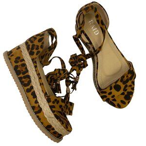 RAID Elva Leopard Flatform Espadrille Sandals Platform Tassels 6 UK / 8 US